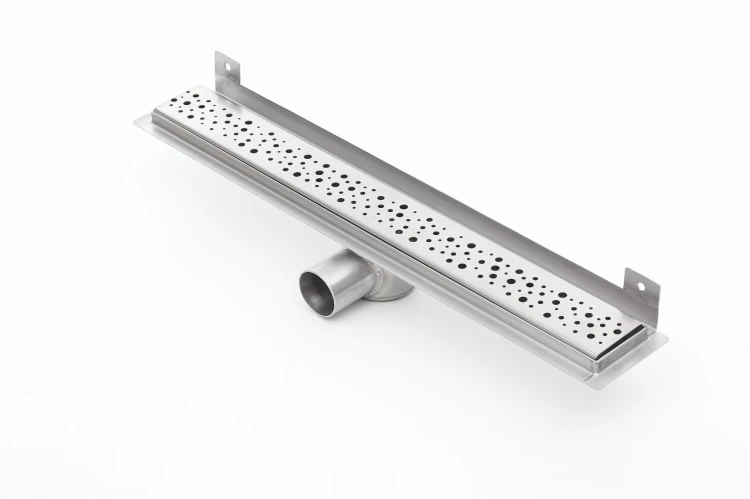 Odpływ liniowy ścienny z flanszą i metalowym syfonem Kesmet 70 cm z rusztem Chaos