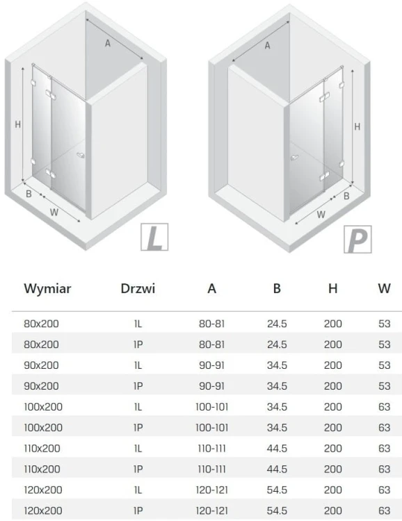 Drzwi prysznicowe New Trendy Eventa Black Chrome prawe czyste