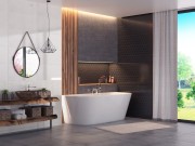 Wanna przyścienna wolnostojąca corsan mono 150 x 74 cm korek klik-klak czarny