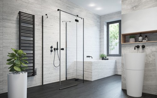 Kabina przyścienna Radaway Essenza Black KDJ+S 80x80x200 prawa