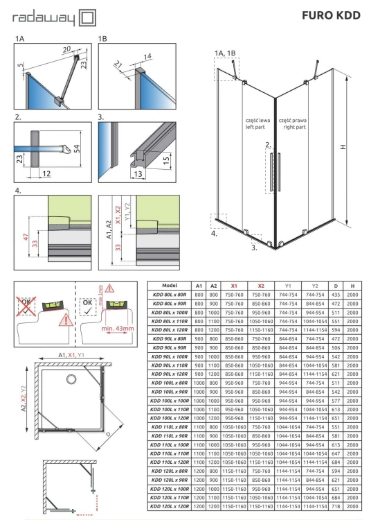 Kabina prysznicowa Furo KDD 90x90x200 Radaway