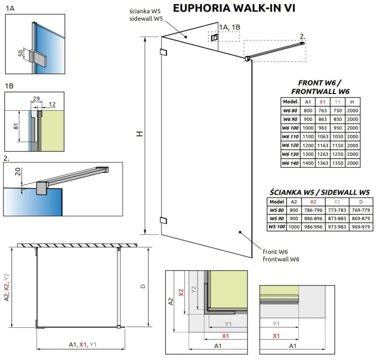 Kabina prysznicowa Radaway Euphoria walk-in VI