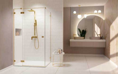 Kabina prysznicowa Essenza Pro Brushed Gold KDJ Radaway lewa złota
