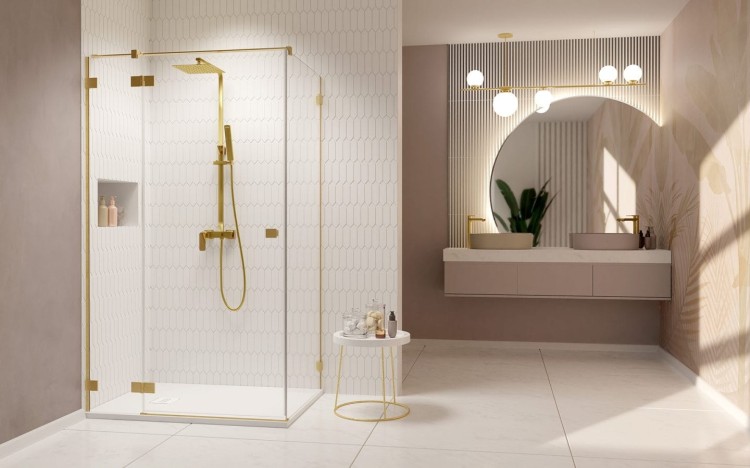 Kabina prysznicowa Essenza Pro Brushed Gold KDJ Radaway lewa złota