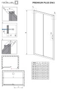 Drzwi prysznicowe Radaway Premium Plus DWJ 140x190 szkło fabric
