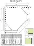 Kabina pięciokątna Essenza Pro 8 Brushed Nickel PTJ Radaway prawa