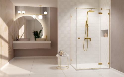Kabina prysznicowa Essenza Pro Brushed Gold KDJ Radaway prawa złota