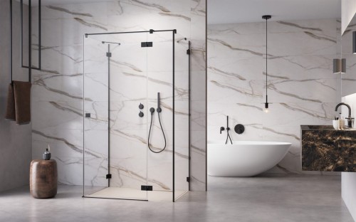 Kabina prysznicowa Essenza Pro Black KDJ+S Radaway prawa czarna