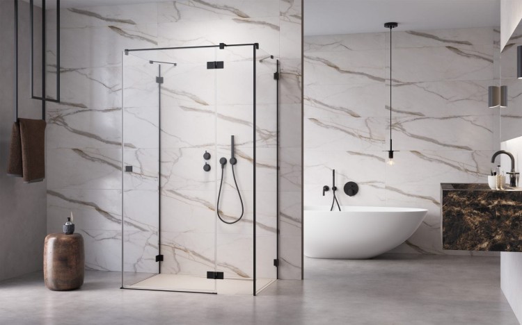 Kabina prysznicowa Essenza Pro Black KDJ+S Radaway prawa czarna