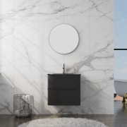 Szafka wisząca z umywalką szklaną Atlanta Black 600 Lavita