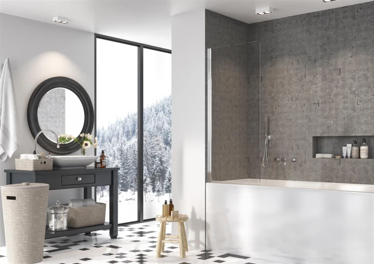 Parawan nawannowy Radaway Nes PNJ I 100x150 lewy, szkło przejrzyste