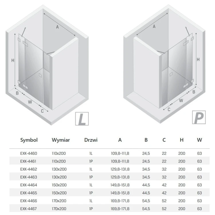 Drzwi prysznicowe New Trendy Eventa chrom lewe czyste