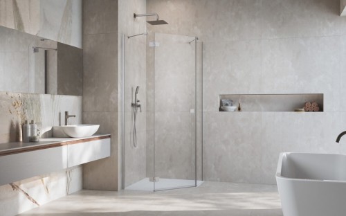 Kabina pięciokątna Radaway Essenza Brushed Nickel PTJ lewa