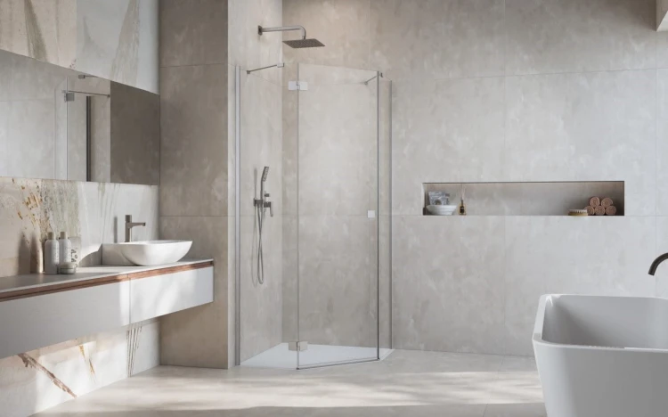 Kabina pięciokątna Radaway Essenza Brushed Nickel PTJ lewa