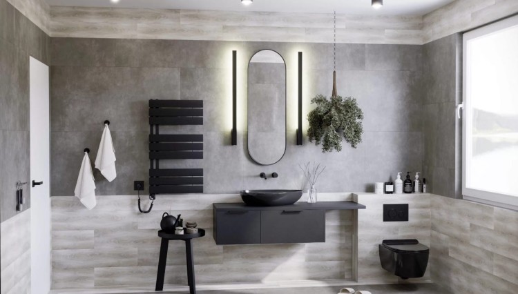 Grzejnik łazienkowy elektryczny Nobile Elektro czarny 87x50 Luxrad