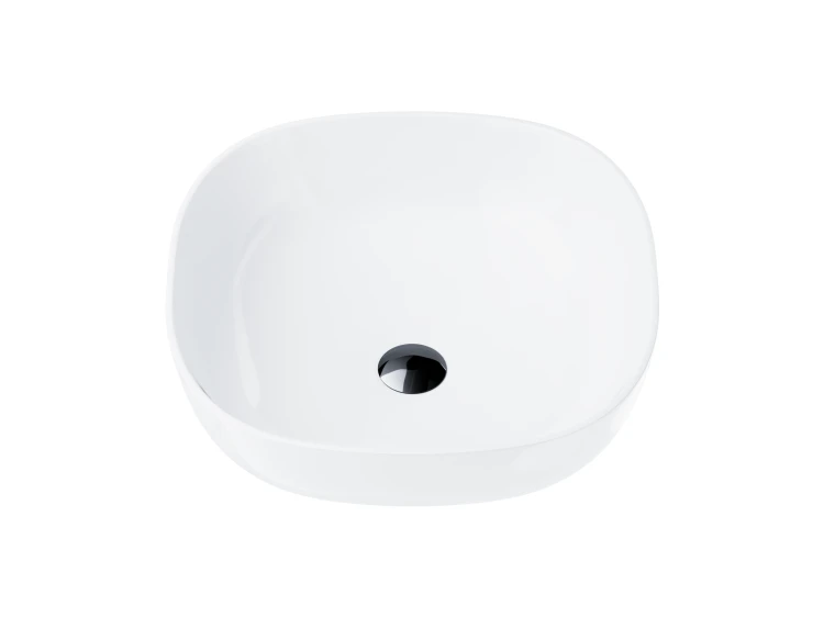 Wolnostojąca umywalka nablatowa corsan 649995 kwadratowa biała 42 x 42 x 14,5 cm z korkiem czarnym