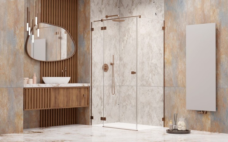 Kabina prysznicowa Essenza Pro Brushed Copper KDJ Radaway lewa miedź