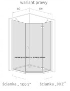 Kabina pięciokątna Radaway Nes Black PTJ 90x100x200 przejrzysta, prawa