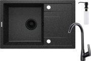 Zlewozmywak granitowy 1-komorowy Corio Deante grafit bateria dozownik