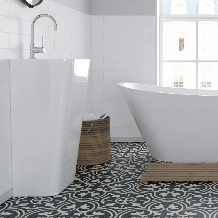 Stojąca umywalka akrylowa corsan olia mu5040 biała z syfonem i korkiem białym