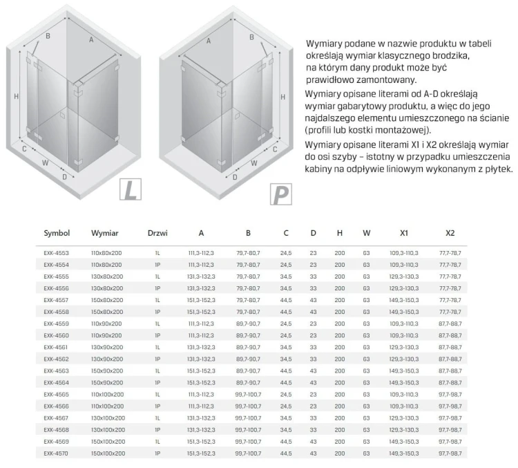 Kabina prysznicowa New Trendy Eventa chrom lewa