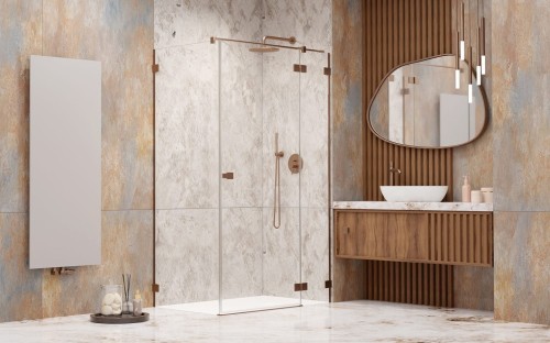 Kabina prysznicowa Essenza Pro Brushed Copper KDJ Radaway prawa miedź