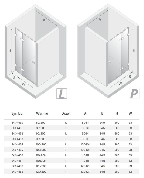 Drzwi prysznicowe New Trendy Eventa chrom lewe czyste