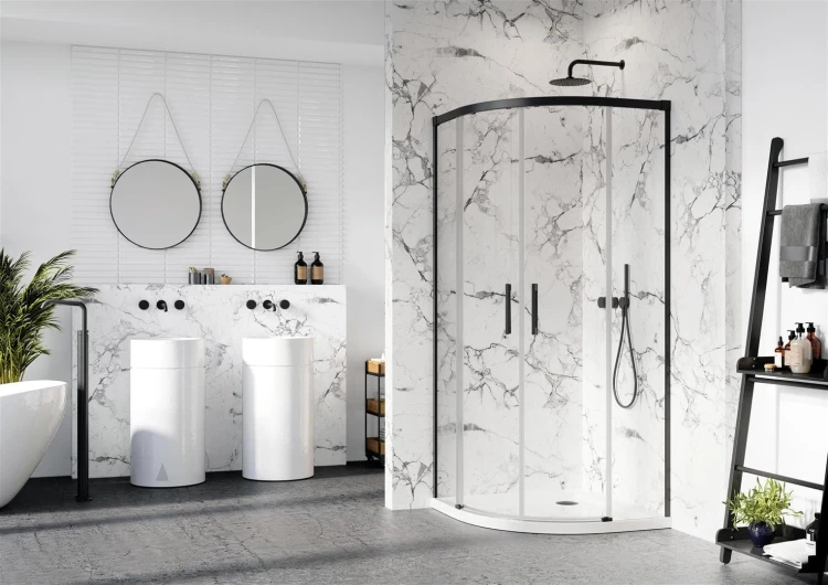 Kabina półokrągła Radaway Idea Black PDD 90x90x200,5 szkło przejrzyste