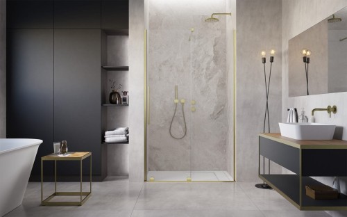 Drzwi prysznicowe Furo Brushed Gold DWJ Radaway prawe złote