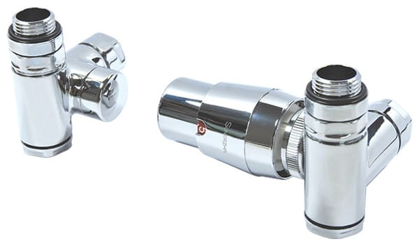 Zestaw zaworów termostatycznych z trójnikiem chrom prawy Sunerzha
