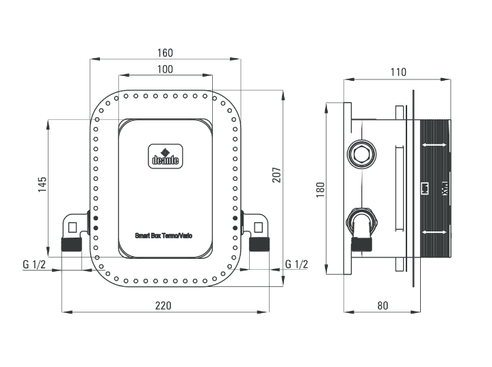 Deante Box Komplet z boxem podtynkowym termostatyczny zaokrąglony