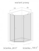 Kabina pięciokątna Radaway Nes PTJ 100x80x200 szkło przejrzyste, wersja prawa