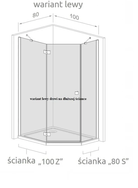 Kabina pięciokątna Radaway Nes PTJ 100x80x200 szkło przejrzyste, wersja lewa
