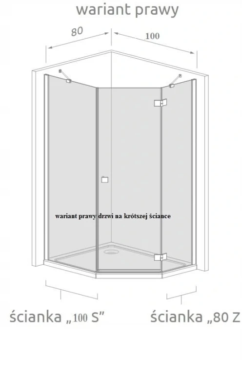 Kabina pięciokątna Radaway Nes PTJ 80x100x200 szkło przejrzyste, wersja prawa
