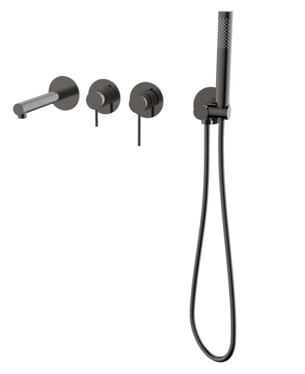 Bateria wannowa ścienna lugo cmb7554gm z zestawem natryskowym gunmetal