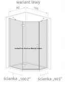 Kabina pięciokątna Radaway Nes PTJ 100x90x200 szkło przejrzyste, wersja lewa