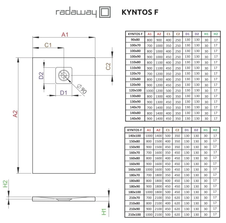 Outlet Drzwi Furo Black DWJ 140 Radaway prawe + brodzik Kyntos F 140x80