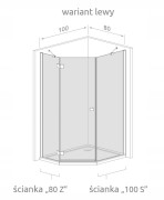 Kabina pięciokątna Radaway Nes PTJ 80x100x200 szkło przejrzyste, wersja lewa