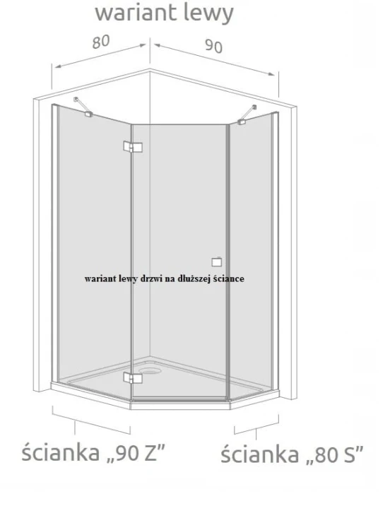Kabina pięciokątna Radaway Nes PTJ 90x80x200 szkło przejrzyste, wersja lewa