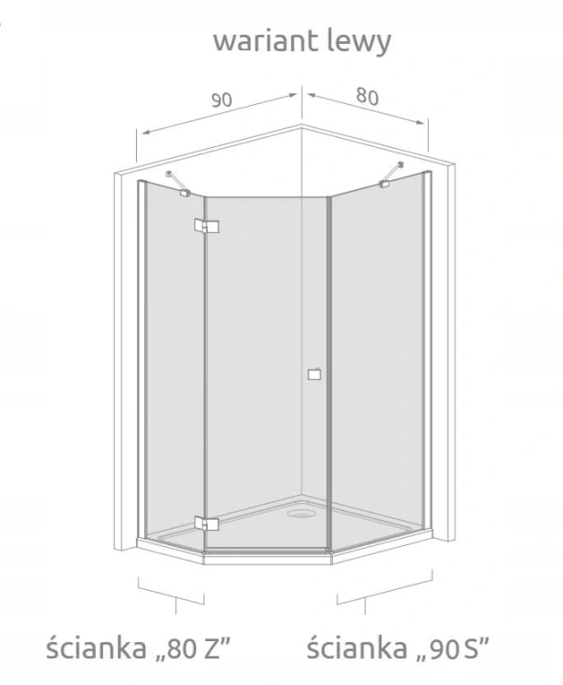 Kabina pięciokątna Radaway Nes PTJ 80x90x200 szkło przejrzyste, wersja lewa