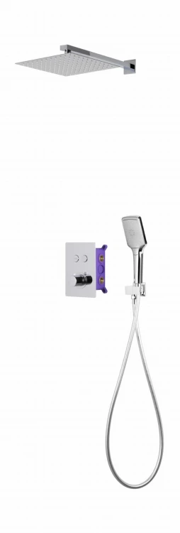 Zestaw prysznicowy podtynkowy corsan box termostat przyciskowy deszczownica 25cm chrom