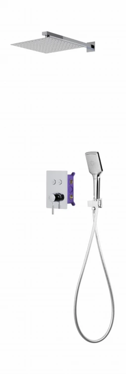 Zestaw prysznicowy podtynkowy corsan box przyciskowy deszczownica 25cm chrom