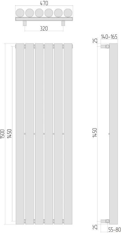 Grzejnik łazienkowy Sunerzha Hydrus 150x47 stal polerowana