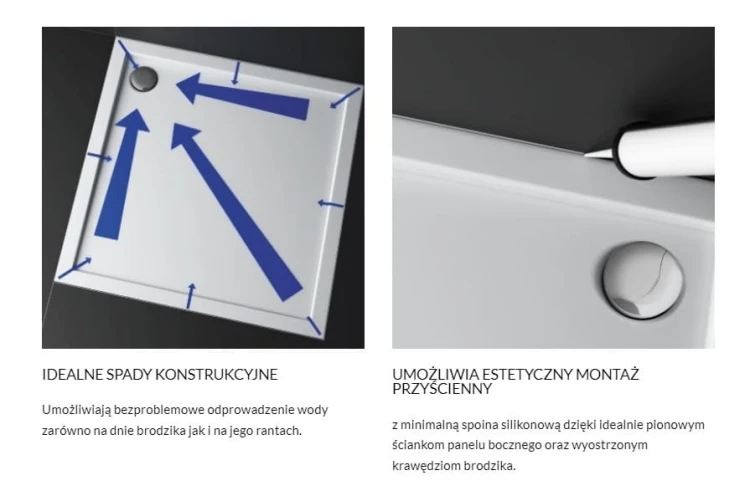 Brodzik prostokątny Sharper 80x130 Schedpol Schedline, biały - odpływ krótszy bok