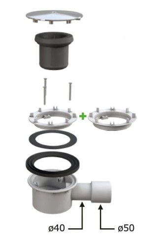 Syfon brodzikowy 90 Trigono Bonomini