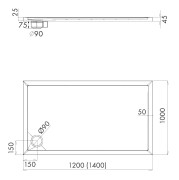 Brodzik prostokątny Sharper 100x140 Schedline biały