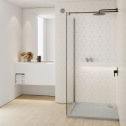 Brodzik kwadratowy Sharper Cement Stone 90x90 Schedline szary