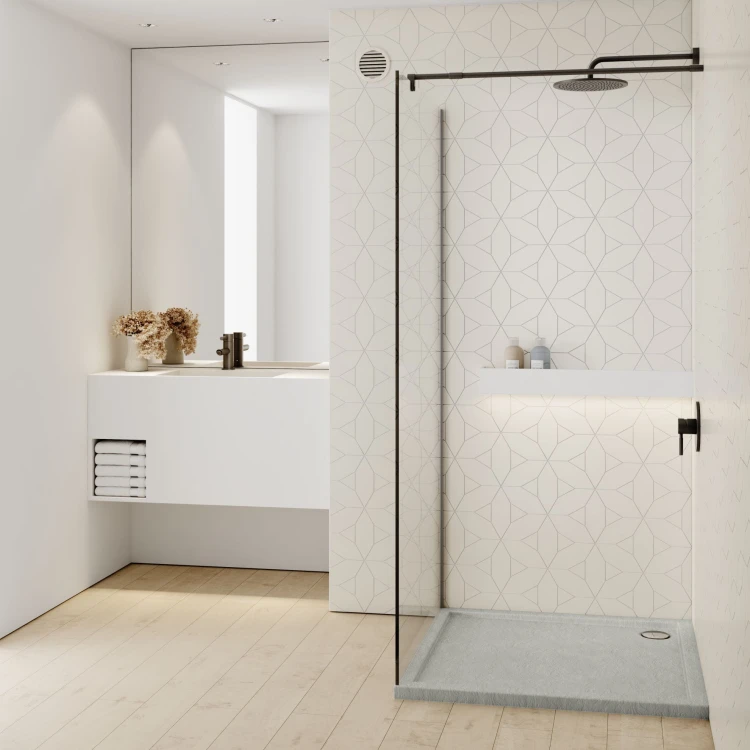 Brodzik kwadratowy Sharper Cement Stone 90x90 Schedline szary