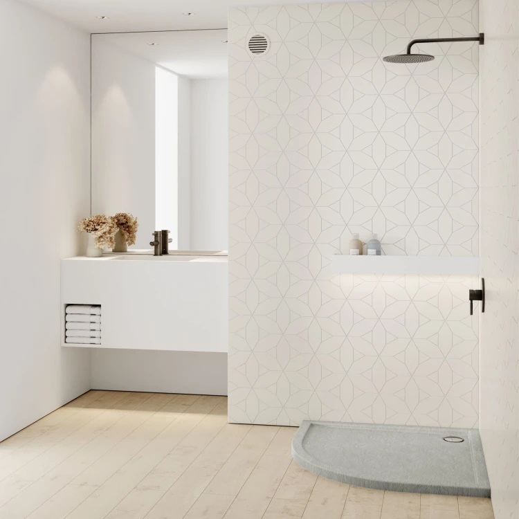 Brodzik półokrągły Sharper Cement Stone 90x90 Schedline szary