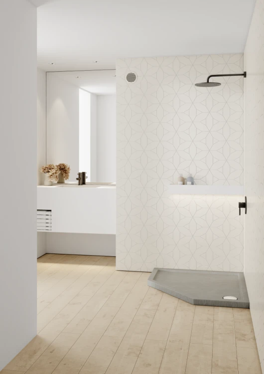 Brodzik pięciokątny Sharper Cement Stone 80x80 Schedline szary